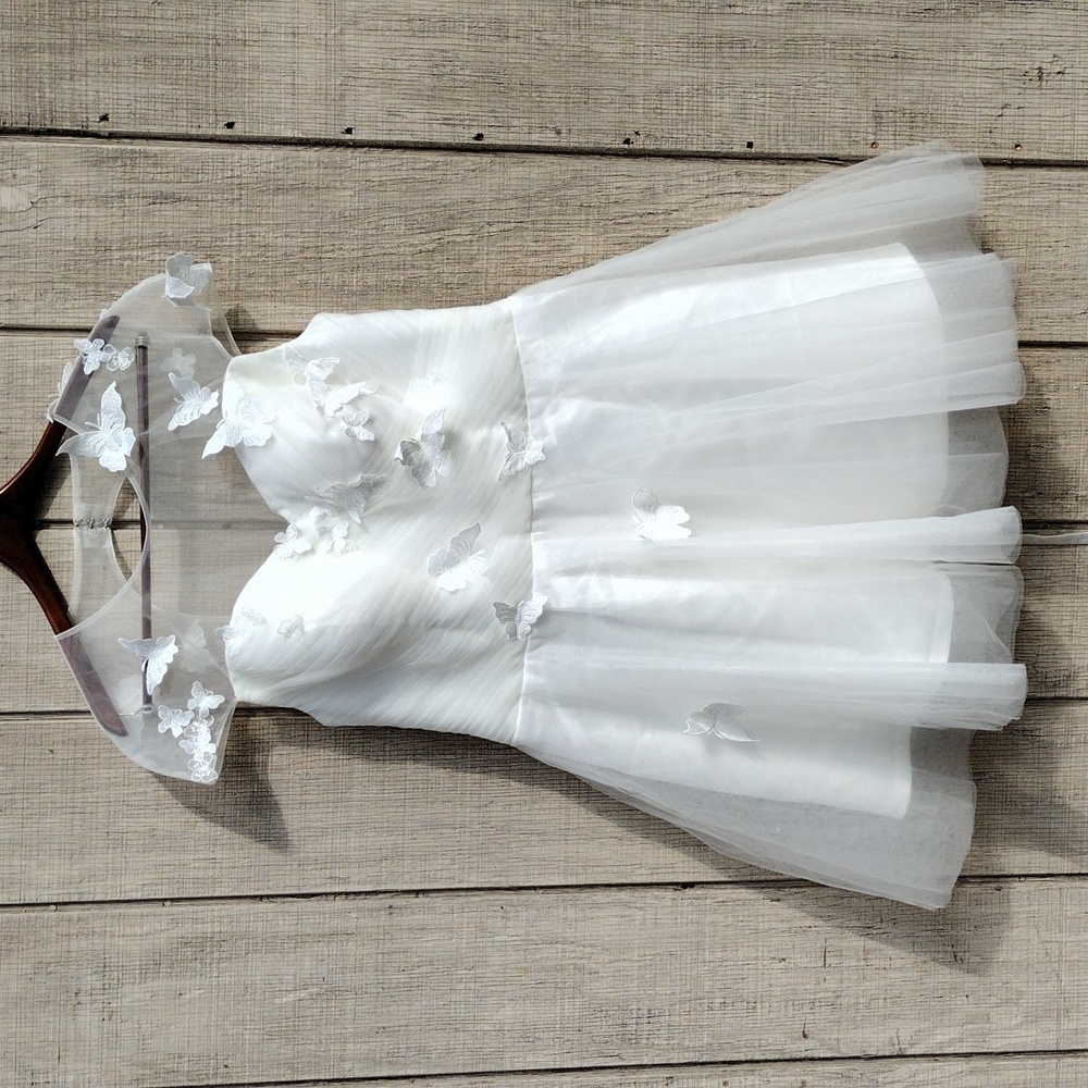 White Fairy Butterfly Wedding Dress XL